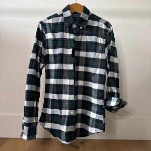 J.Crew Men’s Slim Fit Plaid Oxford Button-Up Shirt Blue Green White Small